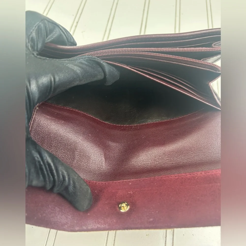 Women's Gucci Burgundy Red Suede Wallet with Gold Hardware
